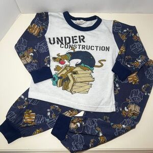 Vintage Y2K Scooby Doo Matching Pajama Set Well Loved Retro Construction Scooby